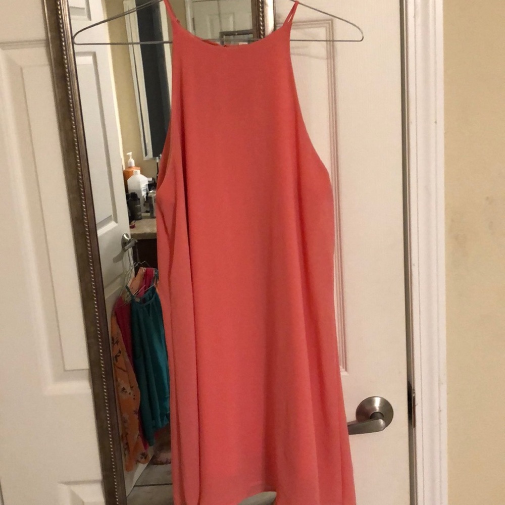 Pink high neck dress